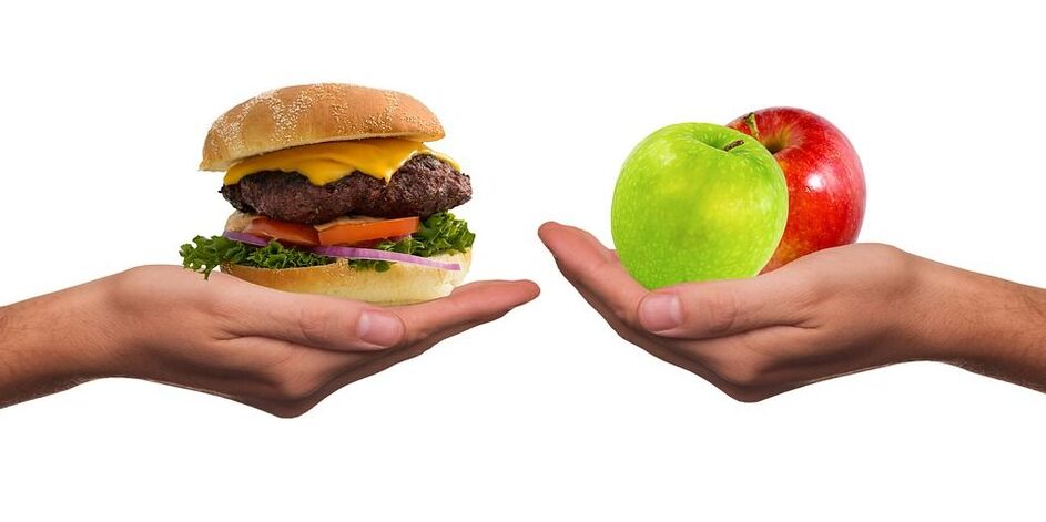 вибір між корисною та шкідливою їжею
