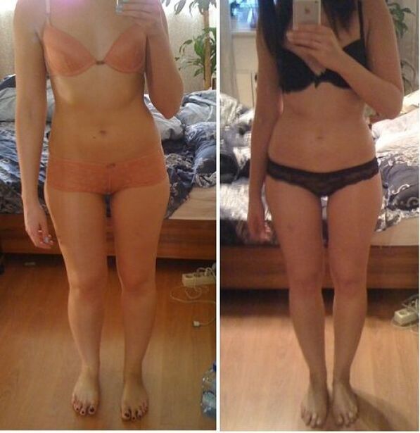 Дівчина до і після схуднення на японській дієті за 14 днів